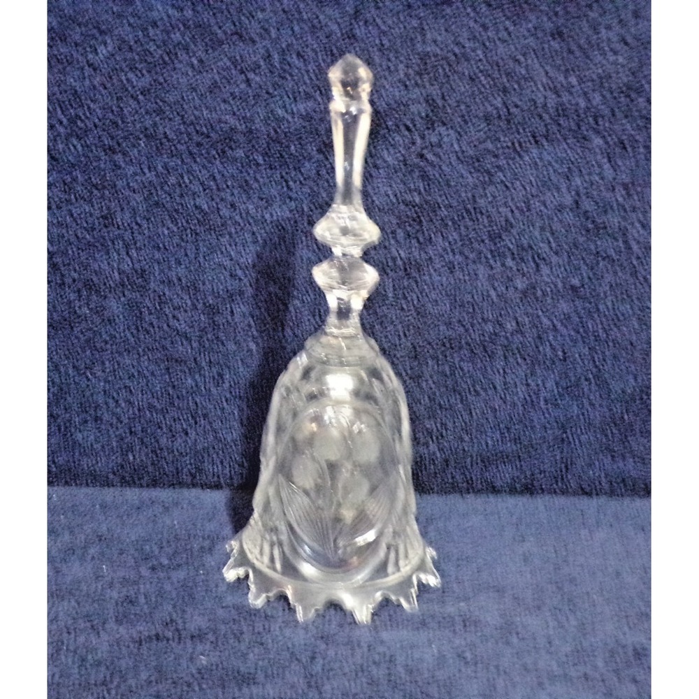 Vintage Hand Cut Crystal Dinner Bell w/Fluted Edges "Poppies" 8.5" tall Germany